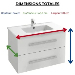 Jacob Delafon Pack meuble vasque 80 cm Ola up blanc + colonne + miroir + spot* Ensemble Meuble De Salle De Bains
