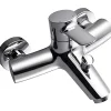 Sanindusa Pack mitigeur baignoire mural Torus chromé mitigeur livré avec douchette Oméga support et flexible 1,70m