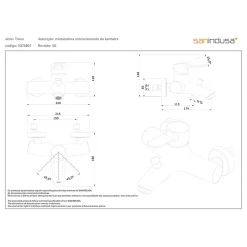 Sanindusa Pack mitigeur baignoire mural Torus chromé mitigeur livré avec douchette Oméga support et flexible 1,70m