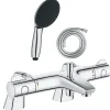 Grohe Pack mitigeur bain douche thermostatique Grohtherm 800 + douchette ronde 2 jets + flexible* Robinet De Baignoire