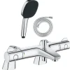 Grohe Pack mitigeur bain douche thermostatique Grohtherm 800 + douchette carré 2 jets + flexible* Robinet De Baignoire