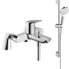 Hansgrohe Pack mitigeur bain douche Logis + ensemble de douche Crometta chromé avec colonnettes