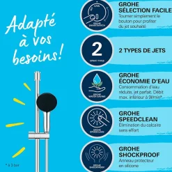 Grohe Pack mitigeur de douche Start 2021 avec ensemble de douche 2 jets chromé
