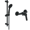 Jacob Delafon Pack mitigeur de douche mécanique Aimé noir + barre + pommeau de douche