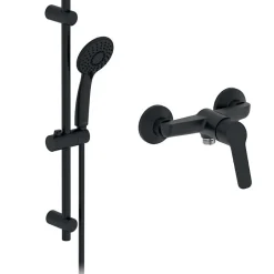Jacob Delafon Pack mitigeur de douche mécanique Aimé noir + barre + pommeau de douche