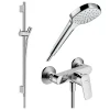 Hansgrohe Pack mitigeur douche mécanique Logis + Barre Unica S Puro + flexible + Pommeau Croma Select E blanc/chromé
