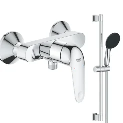 Grohe Pack mitigeur douche mécanique Swift 2023 + Ensemble de douche 2 jets avec barre Chromé