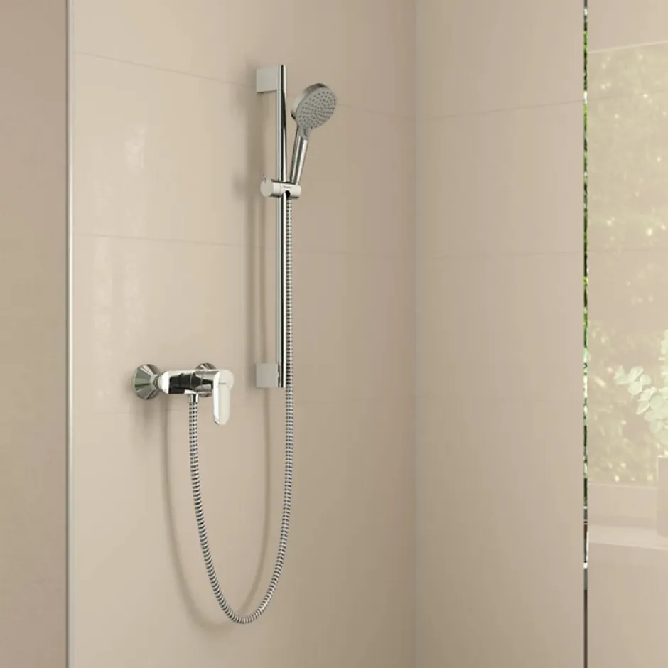 Hansgrohe Pack mitigeur douche mécanique Vernis Blend + Barre Unica S Puro + flexible + Pommeau 2 jets Vernis Blend* Colonne De Douche Mécanique