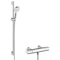 Hansgrohe Pack mitigeur douche thermostatique Ecostat 1001 CL + Barre et pommeau de douche Crometta Vario 2 jets Chromé
