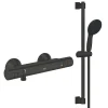 Grohe Pack mitigeur douche thermostatique Precision Start noir mat + ensemble Vitalio Start avec barre