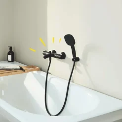 Grohe Pack mitigeur Thermostatique bain douche Precision Start + Douchette 2 jets Vitalio Comfort 110 et flexible