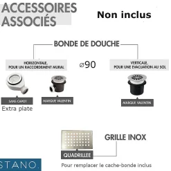 Stano Pack Receveur de douche 90 x 140 cm extra plat noir + Colonne de douche thermostatique* Receveur De Douche