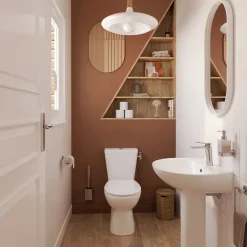 GoodHome Pack WC à poser sans bord avec abattant déclipsable et frein de chute, sortie horizontale, NF, Tasi