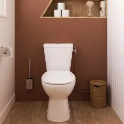 GoodHome Pack WC à poser sans bord avec abattant déclipsable et frein de chute, sortie horizontale, NF, Tasi
