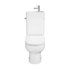 GoodHome Pack WC à poser sans bride vortex avec lave-mains intégré, abattant déclipsable et frein de chute, sortie horizontale, Cavally