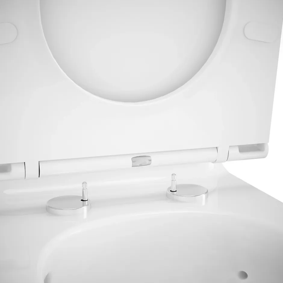 GoodHome Pack WC à poser sans bride vortex avec lave-mains intégré, abattant déclipsable et frein de chute, sortie horizontale, Cavally