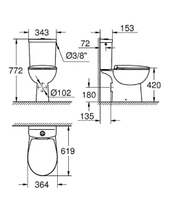 Grohe Pack WC à poser sans bride sortie horizontale