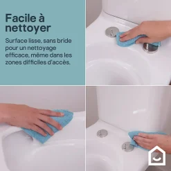 GoodHome Pack WC à poser sans bride vortex avec abattant déclipsable et frein de chute, sortie horizontale, Teesta* Wc À Poser