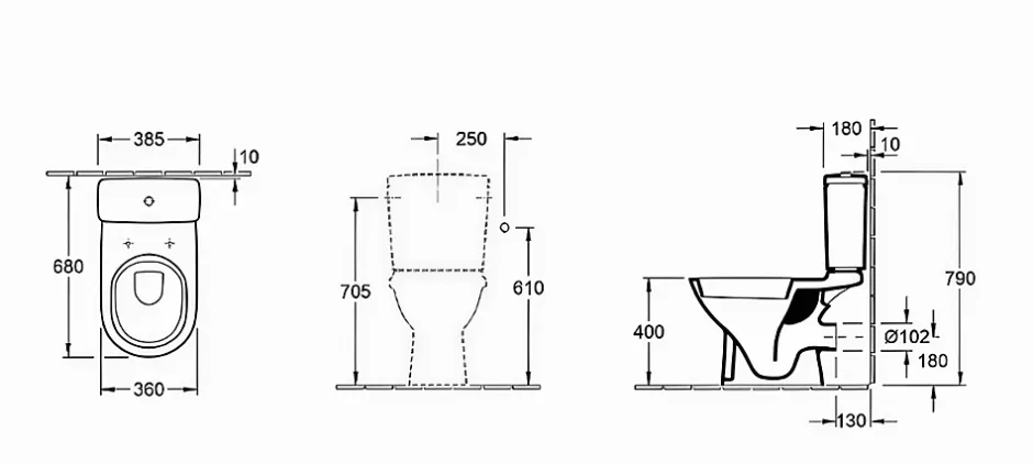 Villeroy & Boch Pack WC à poser sans bride sortie horizontale Direct Flush NF* Wc À Poser