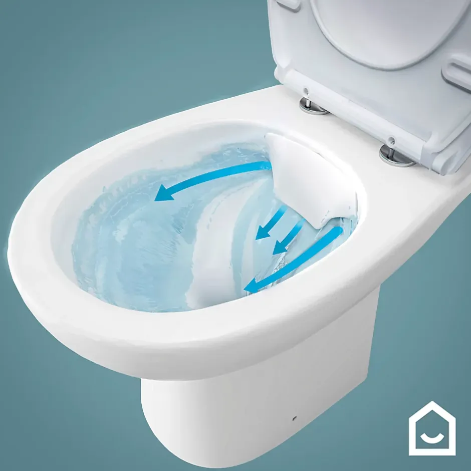 GoodHome Pack WC à poser sans bride avec abattant déclipsable et frein de chute, sortie verticale, NF, Tasi