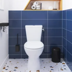 GoodHome Pack WC à poser sans bride avec abattant déclipsable et frein de chute, sortie verticale, NF, Tasi