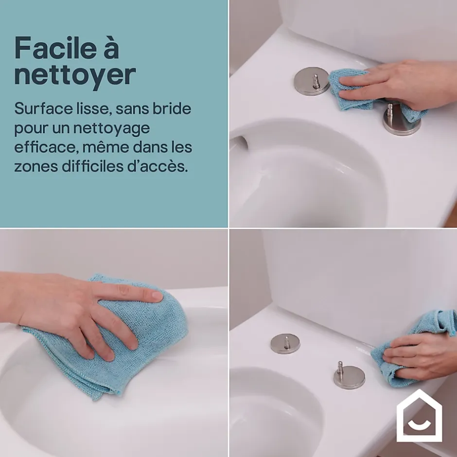 GoodHome Pack WC à poser sur-élevé sans bride vortex avec abattant déclipsable et frein de chute, sortie horizontale, Cavally* Wc À Poser