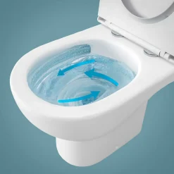 GoodHome Pack WC à poser sur-élevé sans bride vortex avec abattant déclipsable et frein de chute, sortie horizontale, Cavally* Wc À Poser