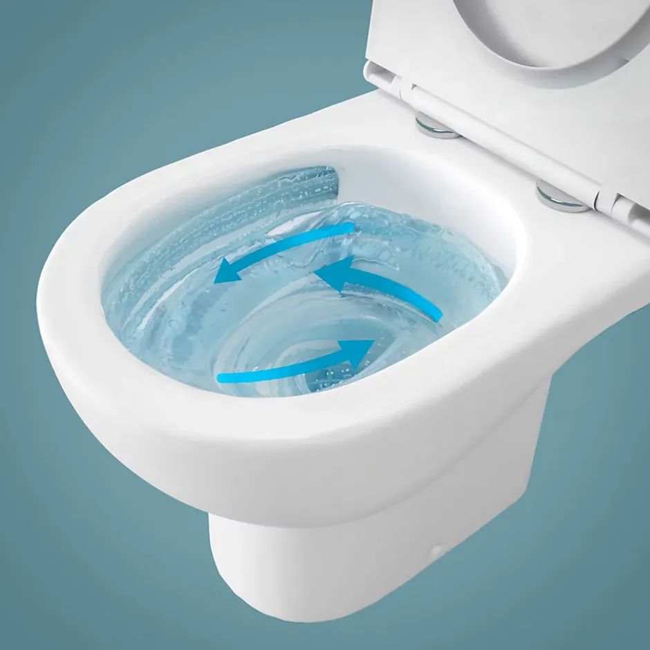 GoodHome Pack WC à poser sur-élevé sans bride vortex avec abattant déclipsable et frein de chute, sortie horizontale, Cavally* Wc À Poser