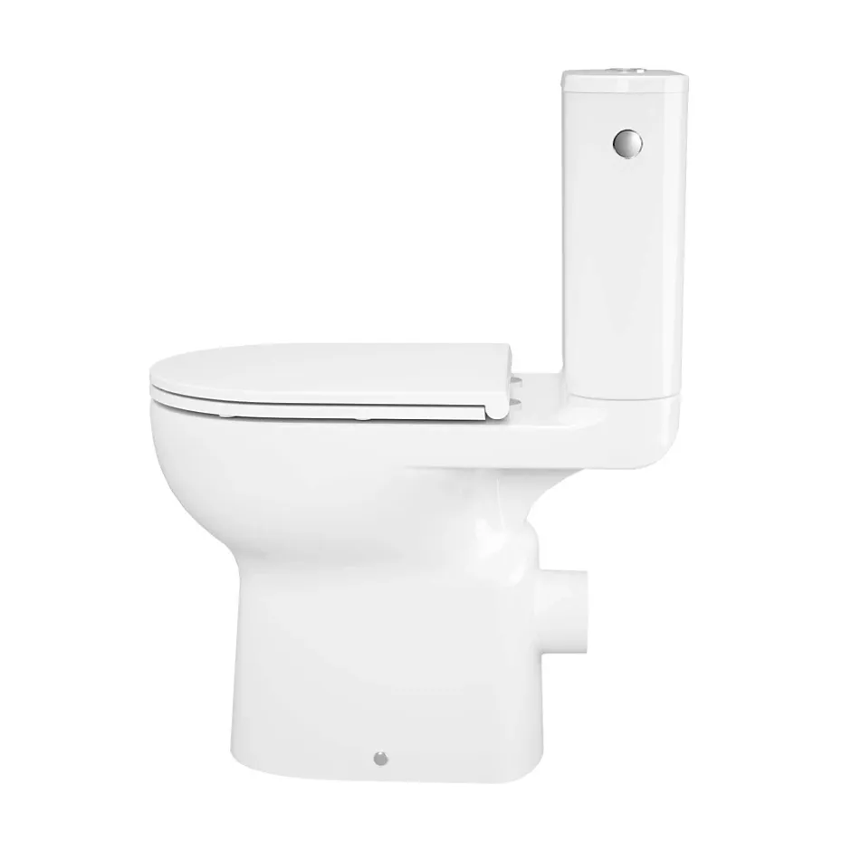 GoodHome Pack WC à poser sur-élevé sans bride vortex avec abattant déclipsable et frein de chute, sortie horizontale, Cavally* Wc À Poser