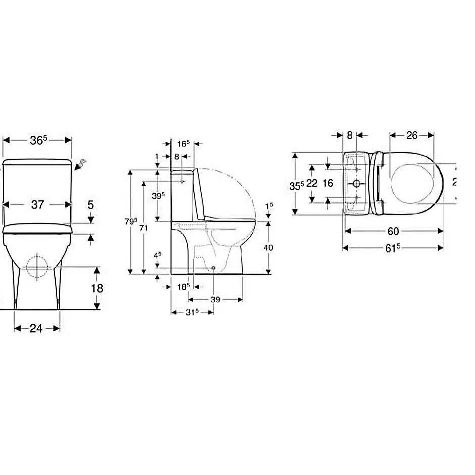Geberit Pack WC au sol compact complet RENOVA sortie multidirectionnelle - - 501.859.00.1