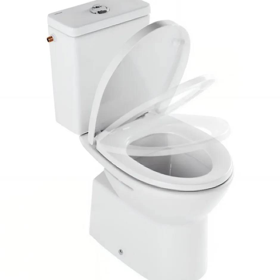 Sanindusa Pack WC au sol céramique traditionnelle Easy évac. arrière alim. chasse par le côté abattant frein de chute blanc* Wc À Poser