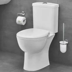 Grohe PACK WC avec bride à poser Bau Ceramic + Tabouret physiologique Bois