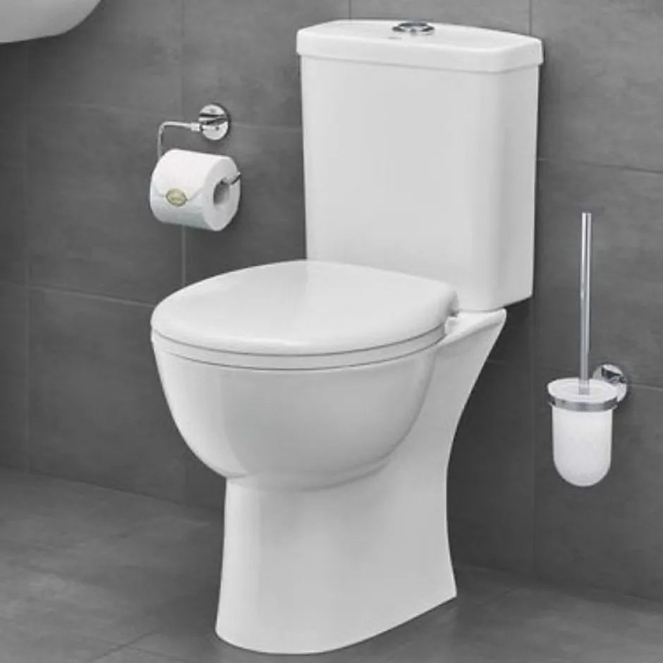 Grohe PACK WC avec bride à poser Bau Ceramic + Tabouret physiologique Bois