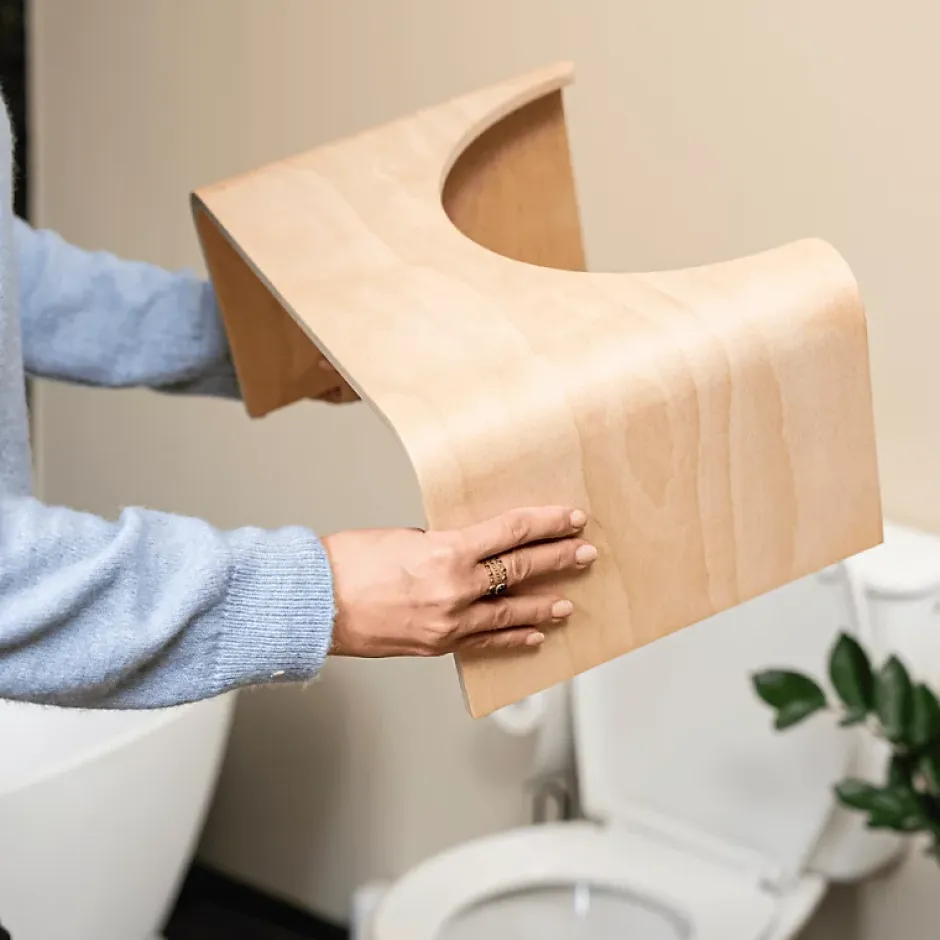Grohe PACK WC avec bride à poser Bau Ceramic + Tabouret physiologique Bois