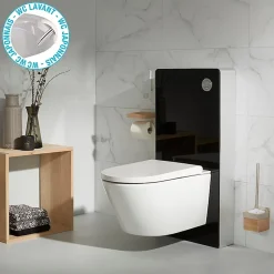 Planète Bain Pack wc avec cuvette lavante - Façade en verre noir-Wc japonais* Wc Japonais