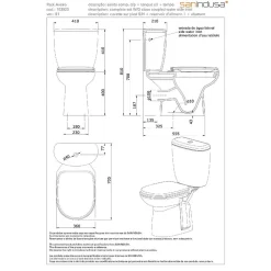Sanindusa Pack WC Aveiro évacuation arrière alimentation chasse d'eau par le côté blanc* Wc À Poser