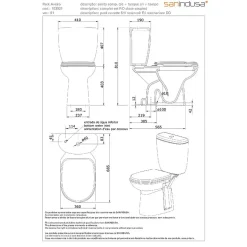 Sanindusa Pack WC Aveiro évacuation par dessous alimentation chasse d'eau par dessous blanc