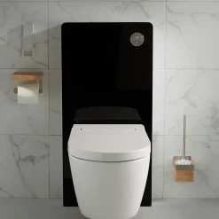 Planète Bain Pack WC Bati support mural avec cuvette lavante - Façade noire - WC japonais - Tesa
