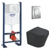 Swiss Aqua Technologies Pack WC Bâti autoportant + WC Infinitio noir sans bride + Plaque chrome* Wc Suspendu