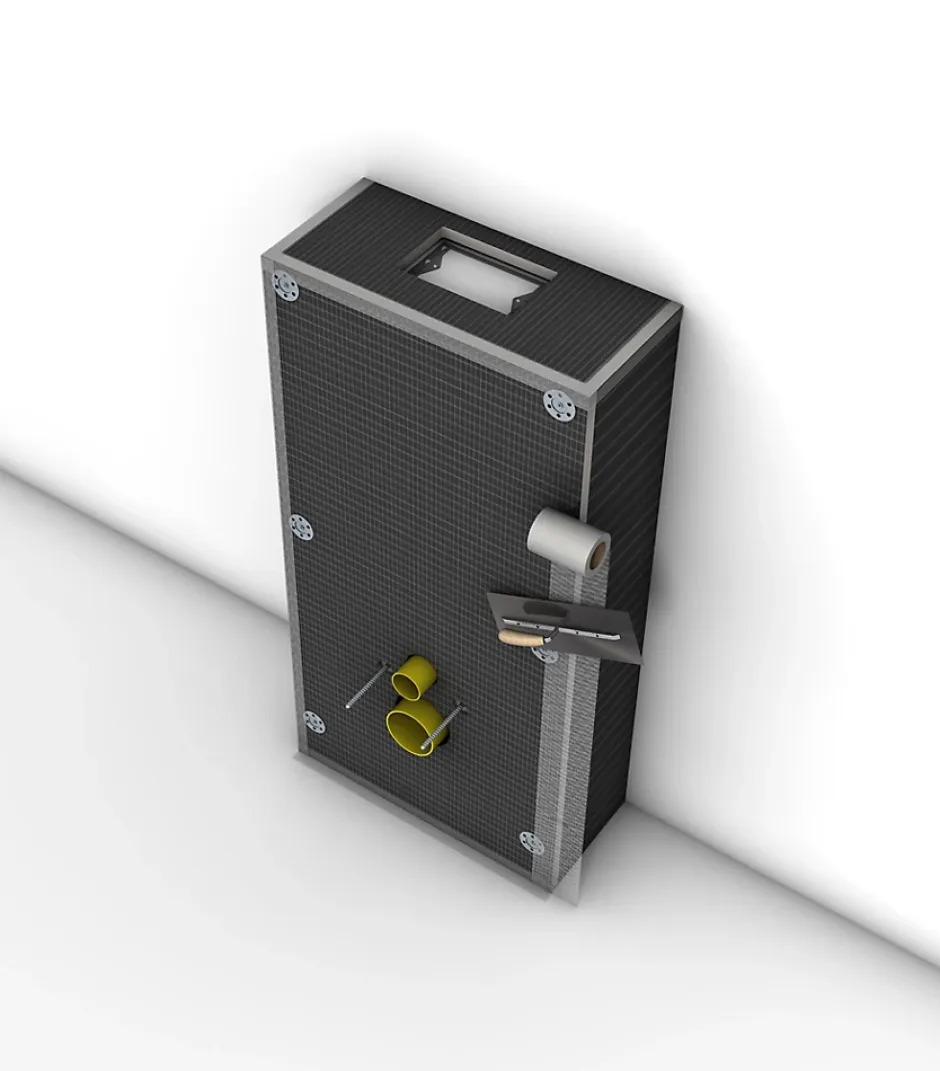 Swiss Aqua Technologies Pack WC Bâti autoportant + WC sans bride SAT Infinitio + Abattant softclose + Plaque Chrome mat + Set habillage* Wc Suspendu
