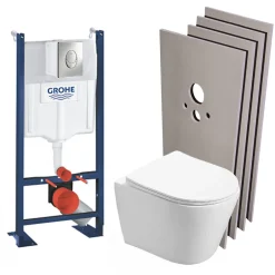 Swiss Aqua Technologies Pack WC Bâti autoportant + WC Infinitio sans bride + Plaque + Set habillage* Wc Suspendu