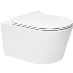 Swiss Aqua Technologies Pack WC Bâti autoportant + WC sans bride SAT Brevis + Abattant ultra-fin softclose + Plaque chrome* Wc Suspendu