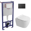 Swiss Aqua Technologies Pack WC bâti-support + WC sans bride Ceramia PixL avec abattant SoftClose + plaque noir (STCEPXWT01-FR)* Wc Suspendu