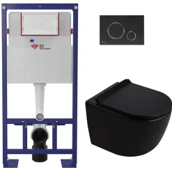 Swiss Aqua Technologies Pack WC bâti-support + WC suspendu sans bride Ceramia PixL avec abattant SoftClose + plaque (STCEPXBMT02-FR)* Wc Suspendu