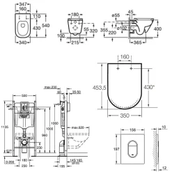 Grohe Pack WC bâti-support autoportant Rapid SL + WC suspendu Roca avec abattant SoftClose + plaque chrome (GRRROGAWR03-U)* Wc Suspendu