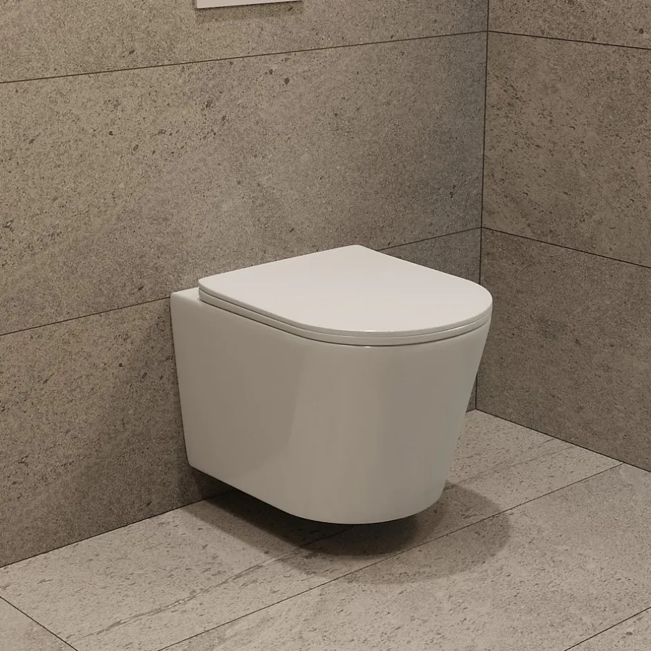 Geberit Pack WC bâti-support Duofix 112cm + WC suspendu Ceramia Tornado Rimless + abattant SoftClose + plaque blanche (CETORGEB3)* Wc Suspendu