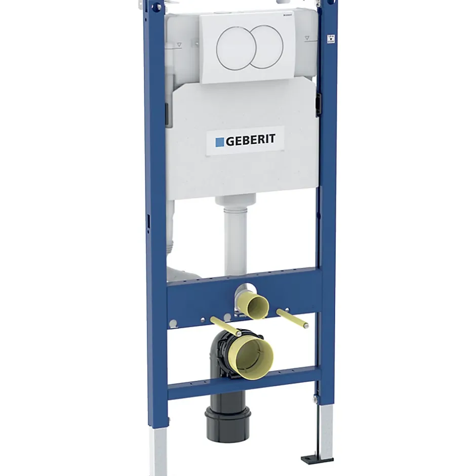 Geberit Pack WC bâti-support Duofix 112cm + WC suspendu Ceramia Tornado Rimless + abattant SoftClose + plaque blanche (CETORGEB3)* Wc Suspendu