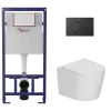 Swiss Aqua Technologies Pack WC bâti-support léger 112 cm ECO 2L + WC suspendu Ceramia + plaque noir mat (STECE14WT02-FR)