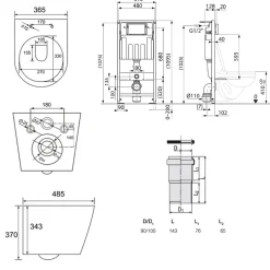 Villeroy & Boch Pack WC Bâti-support sol mur + WC SAT Infinitio sans bride + Abattant SoftClose + Plaque (VCNBLINFI4)