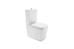 Sanindusa Pack WC Compact caréné blanc ADVANCE 61,5x36,5 chasse d'eau par le coté, évacuation arrière ou dessous, abattant inclus